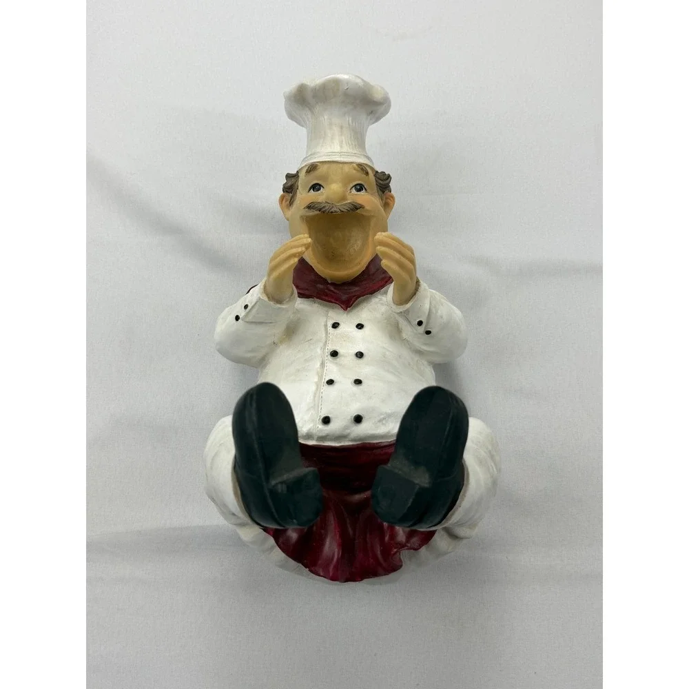 Unbranded‎ Chef Wine Bottle Holder Figurine White Red Resin Decor